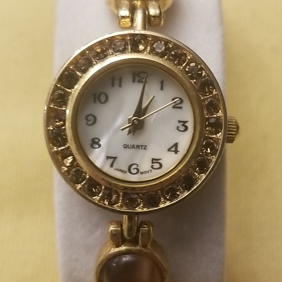 TIGER EYE Stone and Gold Tone Ladies Watch - Picture 5 of 8